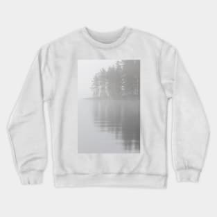 Trees reflection at lake foggy morning Crewneck Sweatshirt